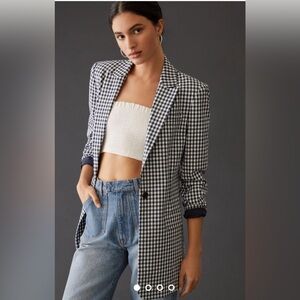 Anthropology Favorite Daughter Breakup Blazer Blue Gingham Oversized size M